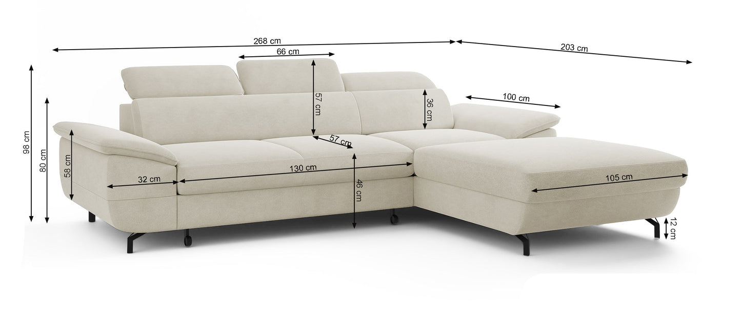Dīvāns Lamigo L 80/268/203 cm Castel 04