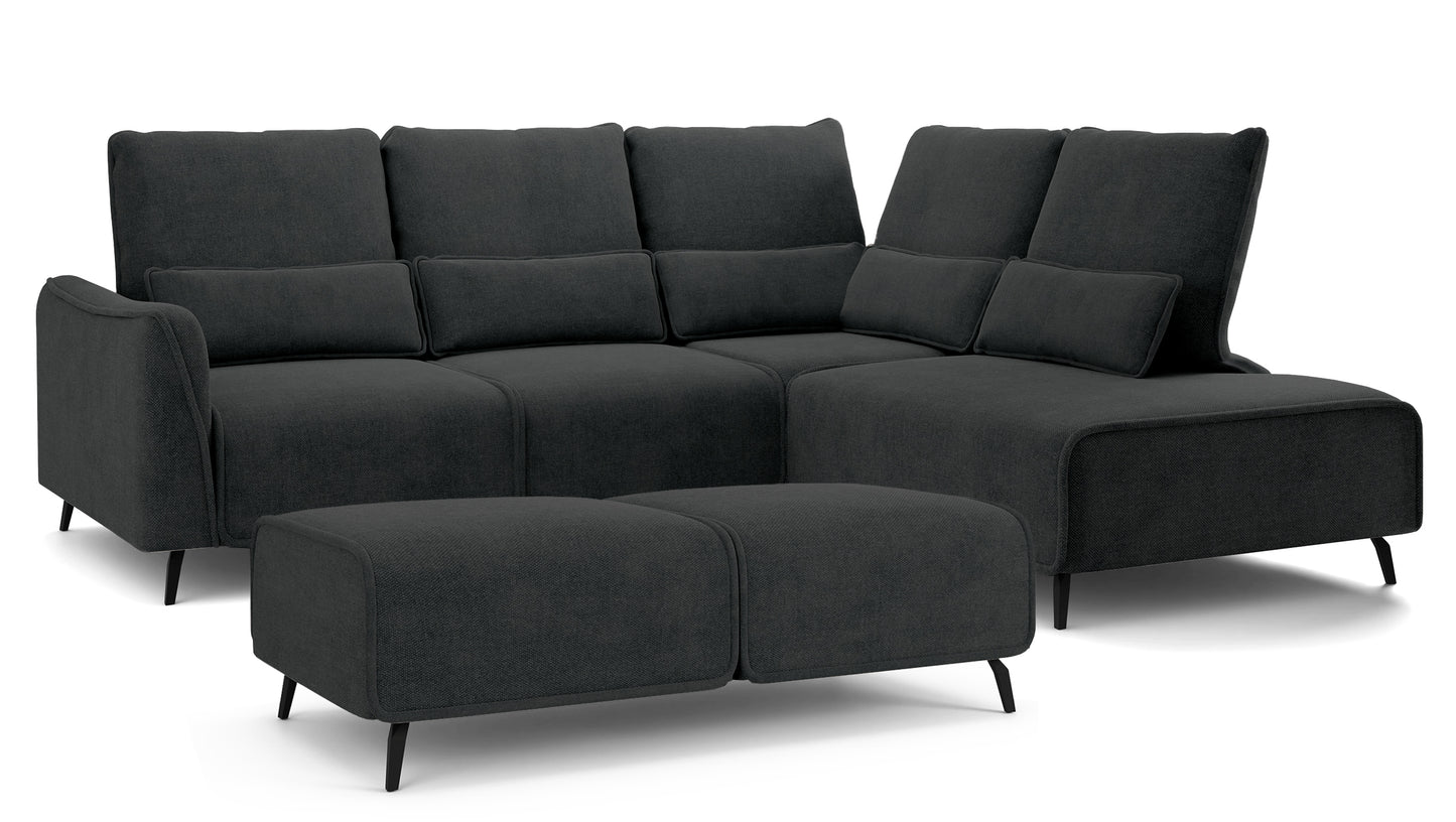 Dīvāns ar pufu Ruma 94/260/208 cm Storm 99 - N1 Home