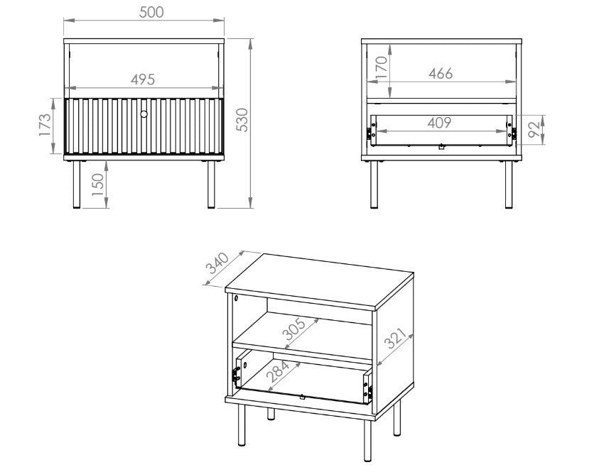 Naktsskapītis Galeto 53/50/34 bēšs - N1 Home
