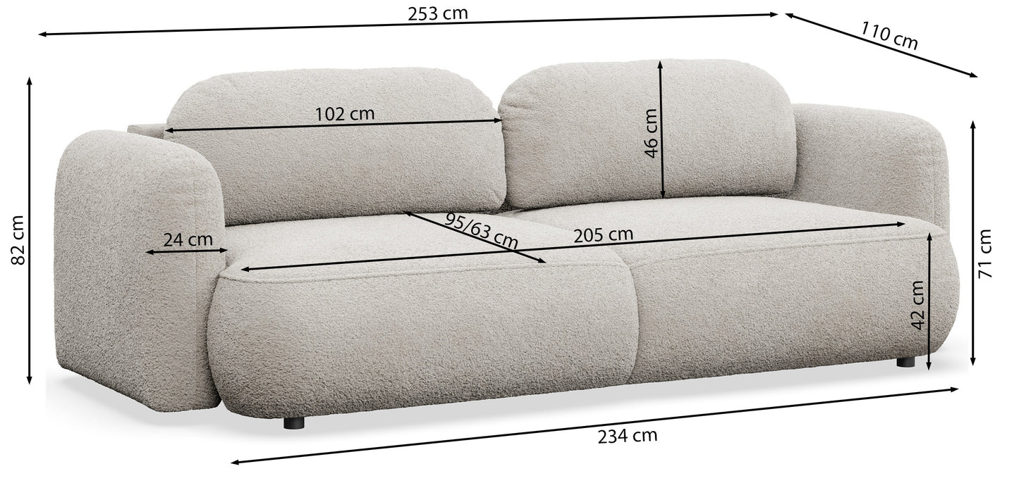 Dīvāns Tvors 82/253/110 cm Flow 08 - N1 Home
