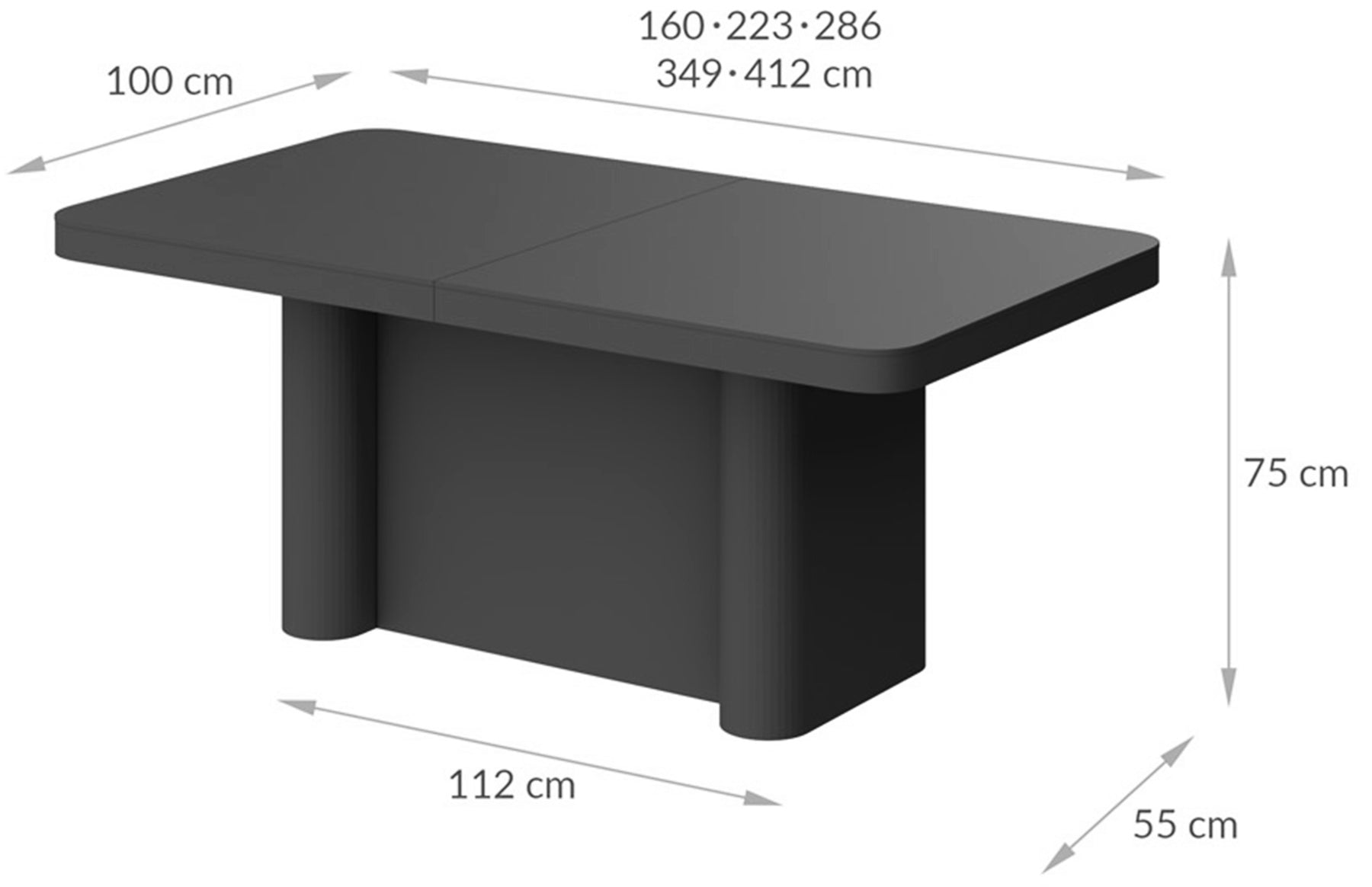 Galds Porto 160-412/100/75 cm kašmirs - N1 Home