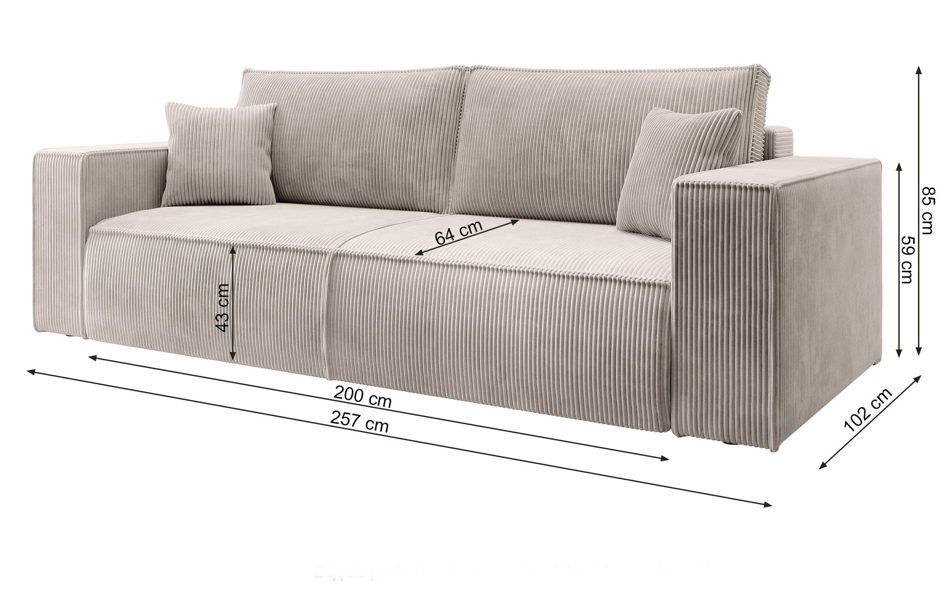 Dīvāns Fireza 275/102/85 cm Poso 34 - N1 Home