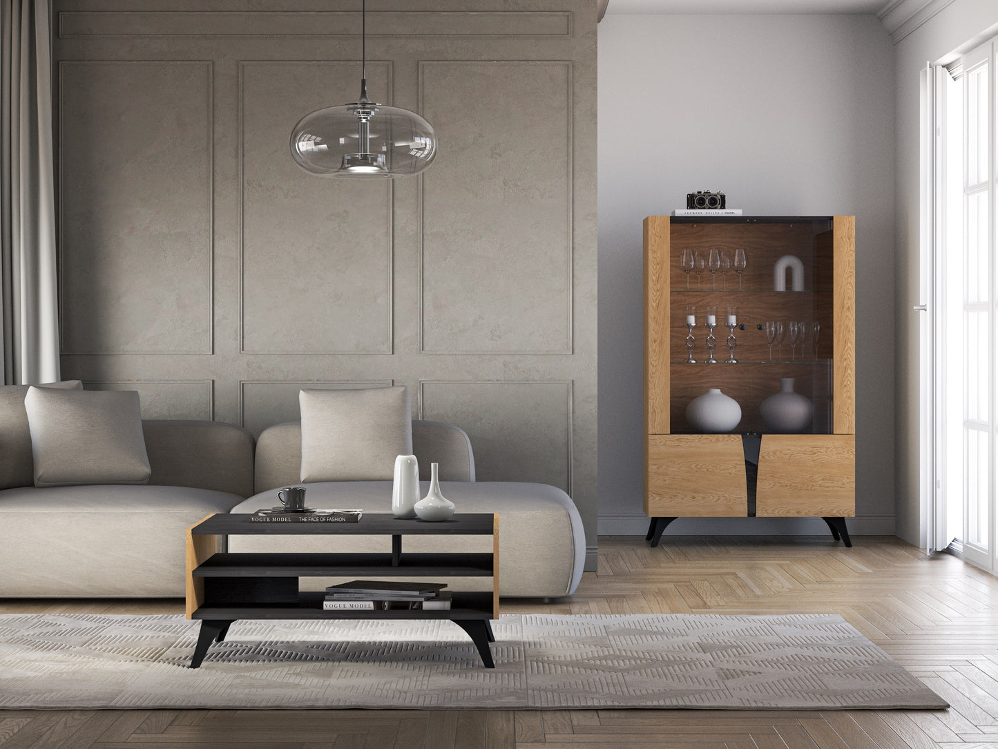 Kafijas galds Toskana 90/40/60 cm ozols/melns