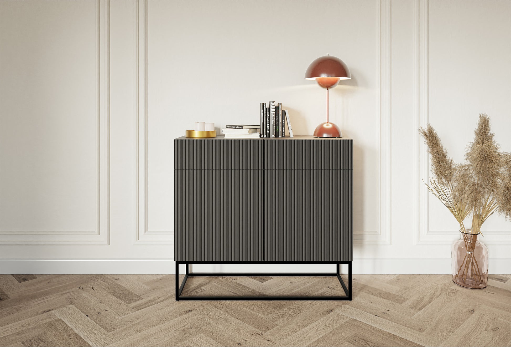 Kumode Velda  100/90/38 cm melns/melns - N1 Home