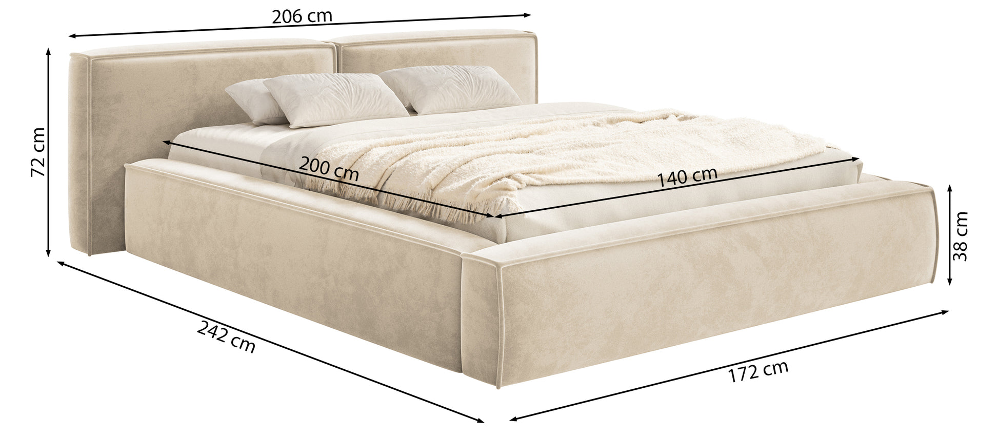 Gulta Tilas low 140/160/180/200x200 cm Sicuro 60 - N1 Home