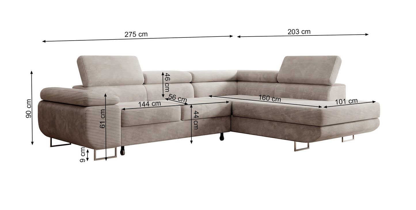 Dīvāns Steva 90/275/203 cm Poso 01 - N1 Home
