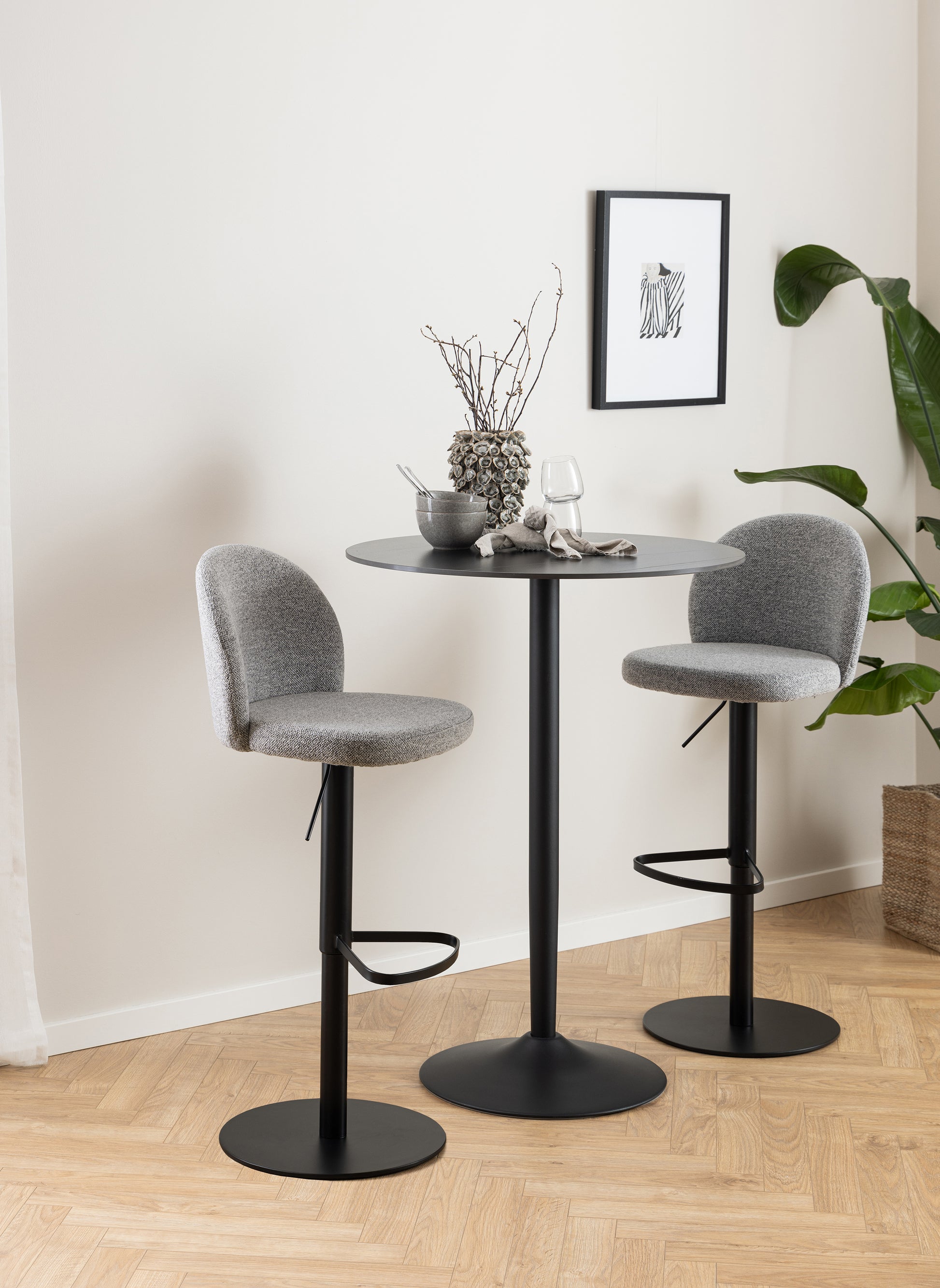 Bāra galds Roši 80/80/105 cm melns - N1 Home
