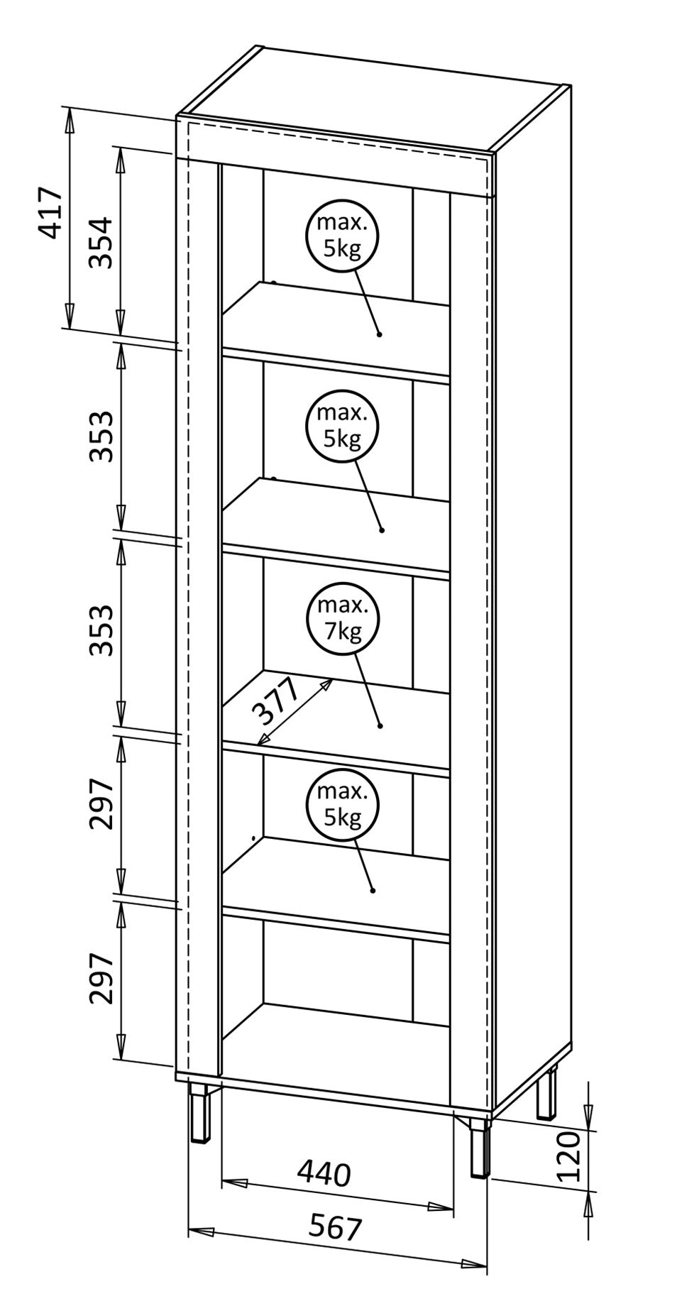 Vitrīna Lamos 56/148/38 cm bēšs/zelts