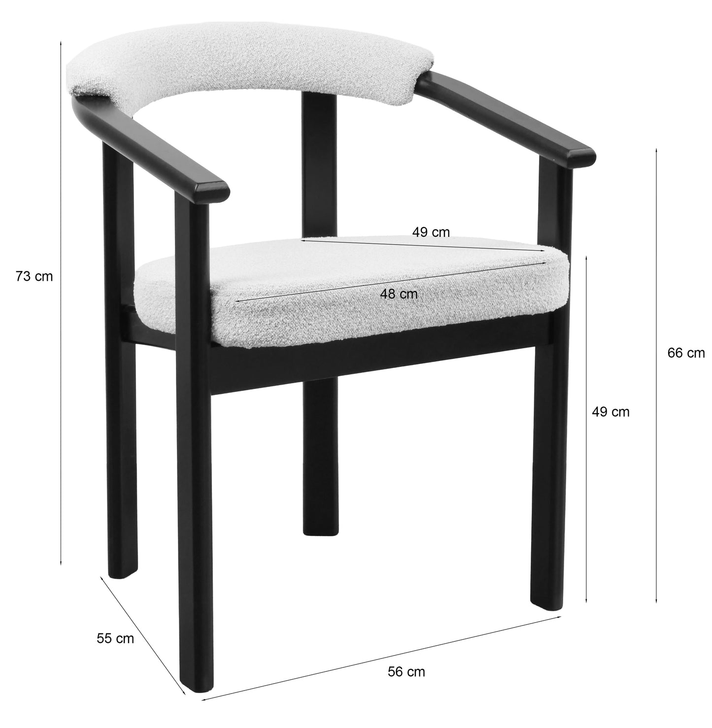 Krēsls Finis 73/56/55 cm kašmirs/gaiši bēšs buklē - N1 Home