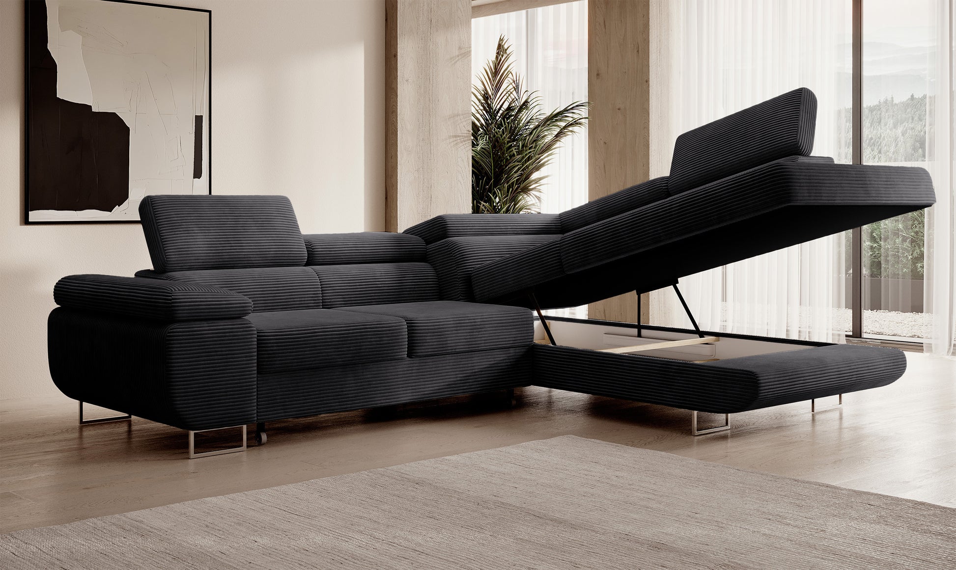 Dīvāns Steva 90/275/203 cm Poso 34 - N1 Home