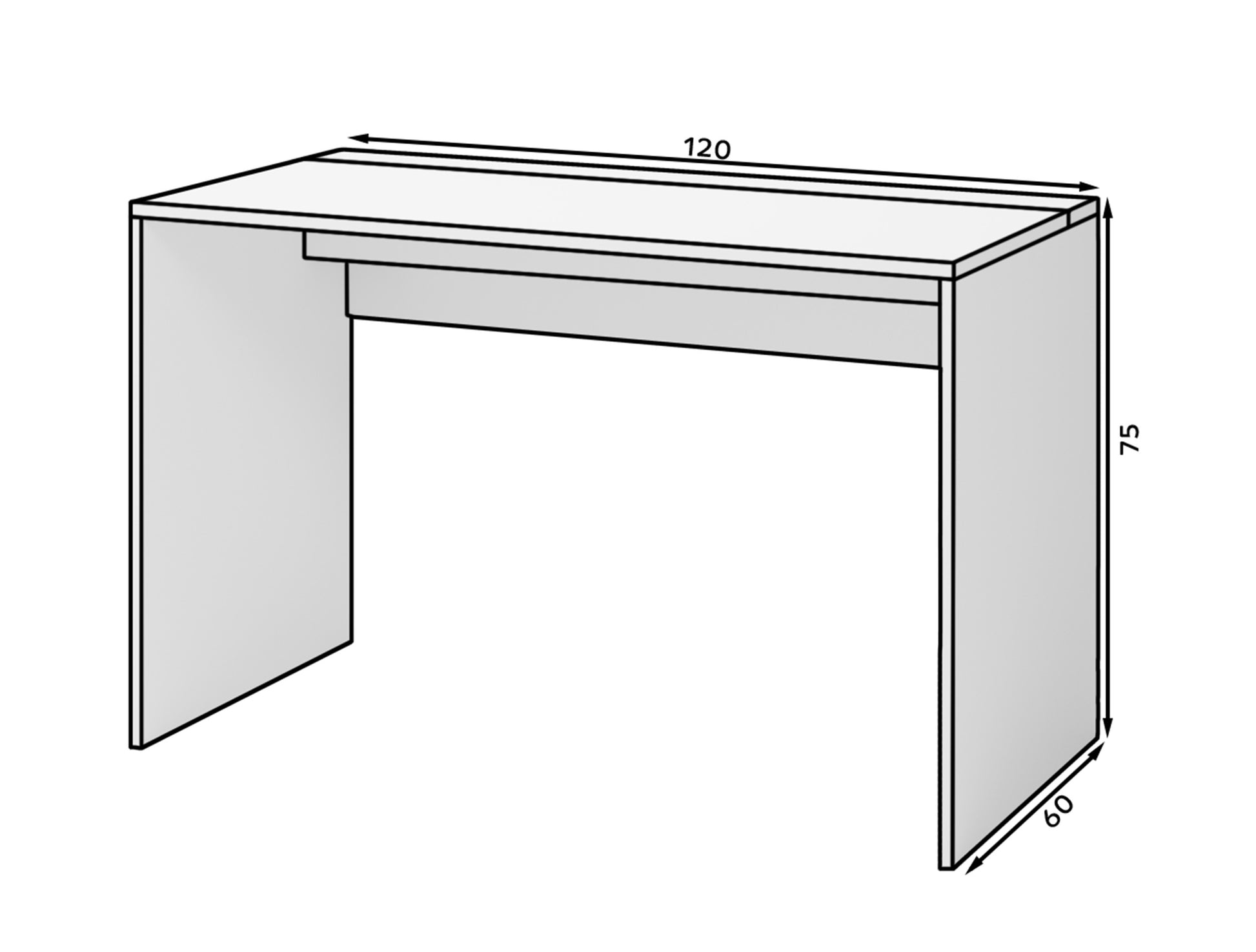 NIPONO Rakstāmgalds 120 cm / 140 cm  ar uzglabāšanas vietu, melns - N1 Home