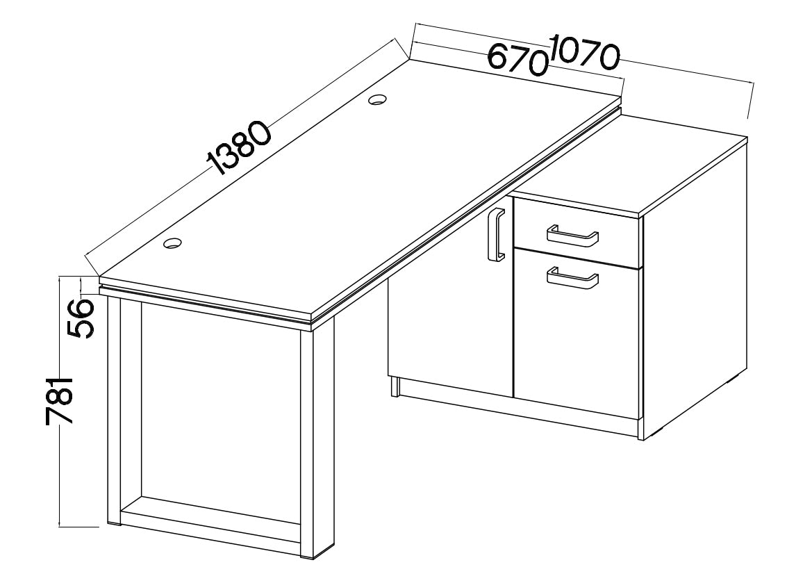 Biroja galds Stun  78/138/107 cm ozols/pelēks - N1 Home