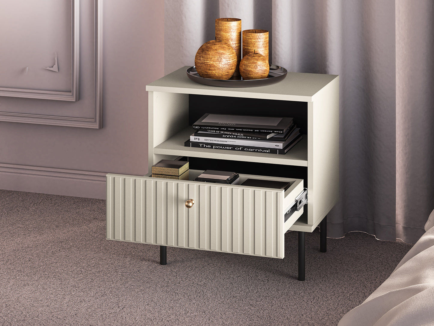 Naktsskapītis Galeto 53/50/34 bēšs - N1 Home