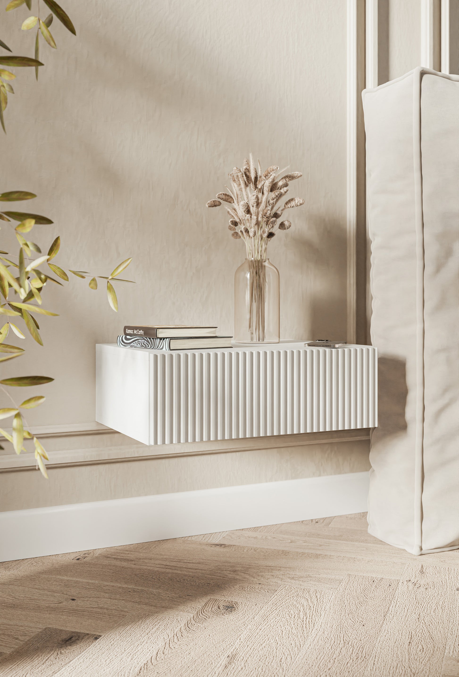 Naktsskapis Velda 50/17/35 cm balts - N1 Home