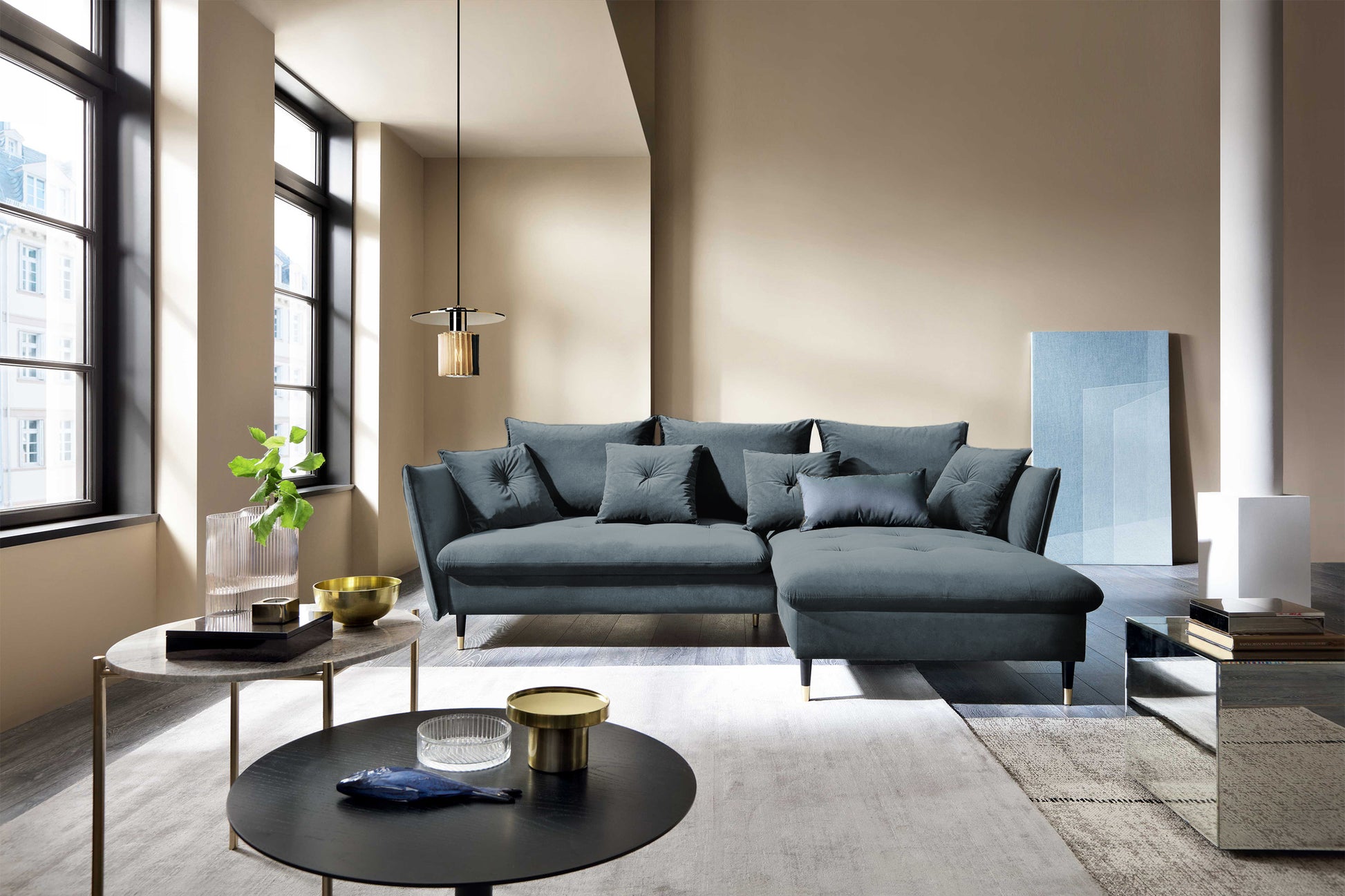 Dīvāns Bazlam 91/258/167 cm Matt Velvet 93 - N1 Home