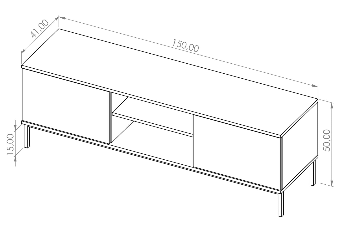 TV skapis Polka 50/150/41 cm hikorijs - N1 Home