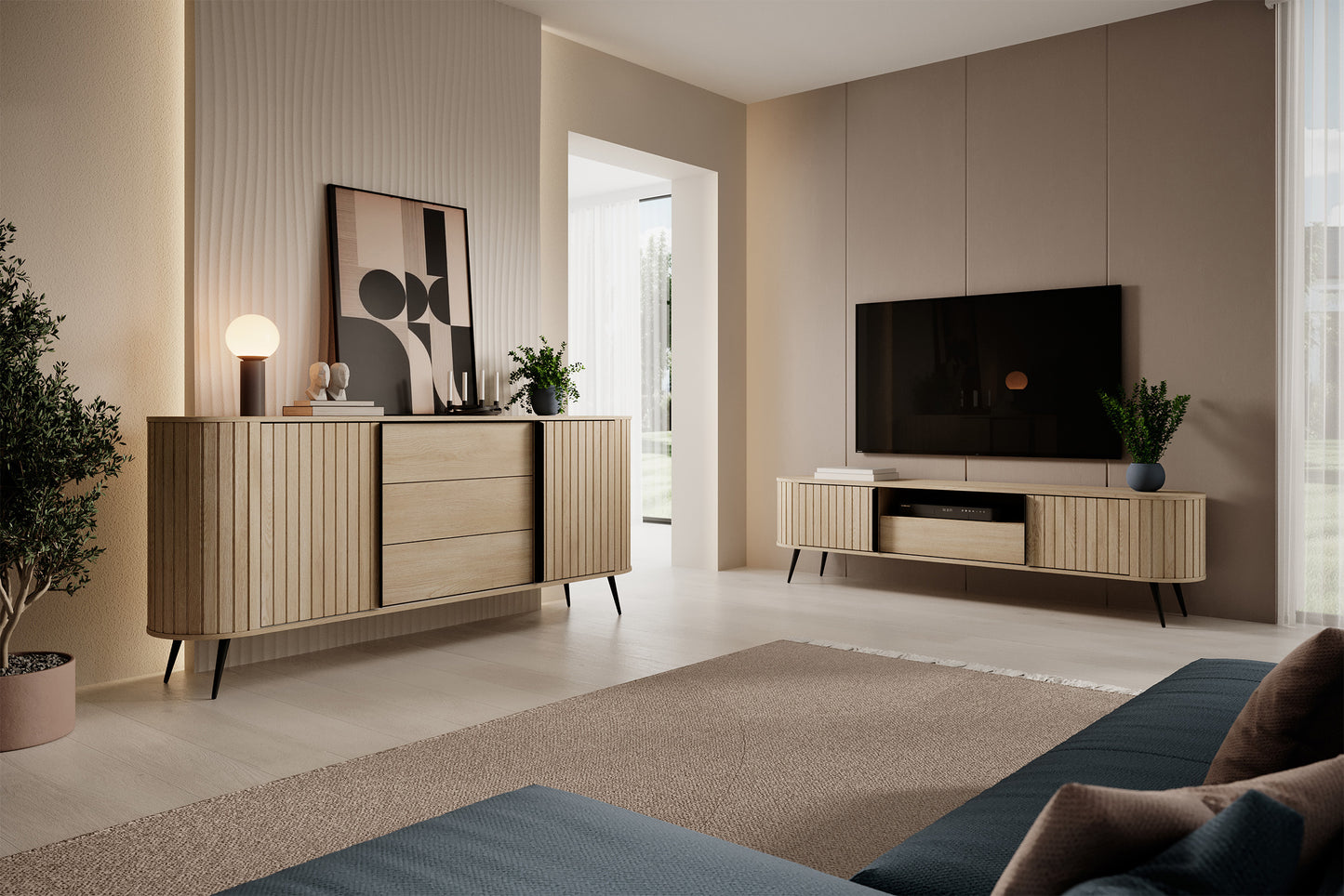 Kumode Lavas 196/81/40 cm Kremonas ozols