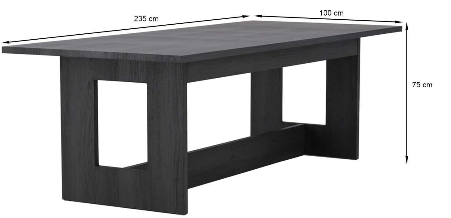 Galds Nores 235/75/100 cm melns ozols