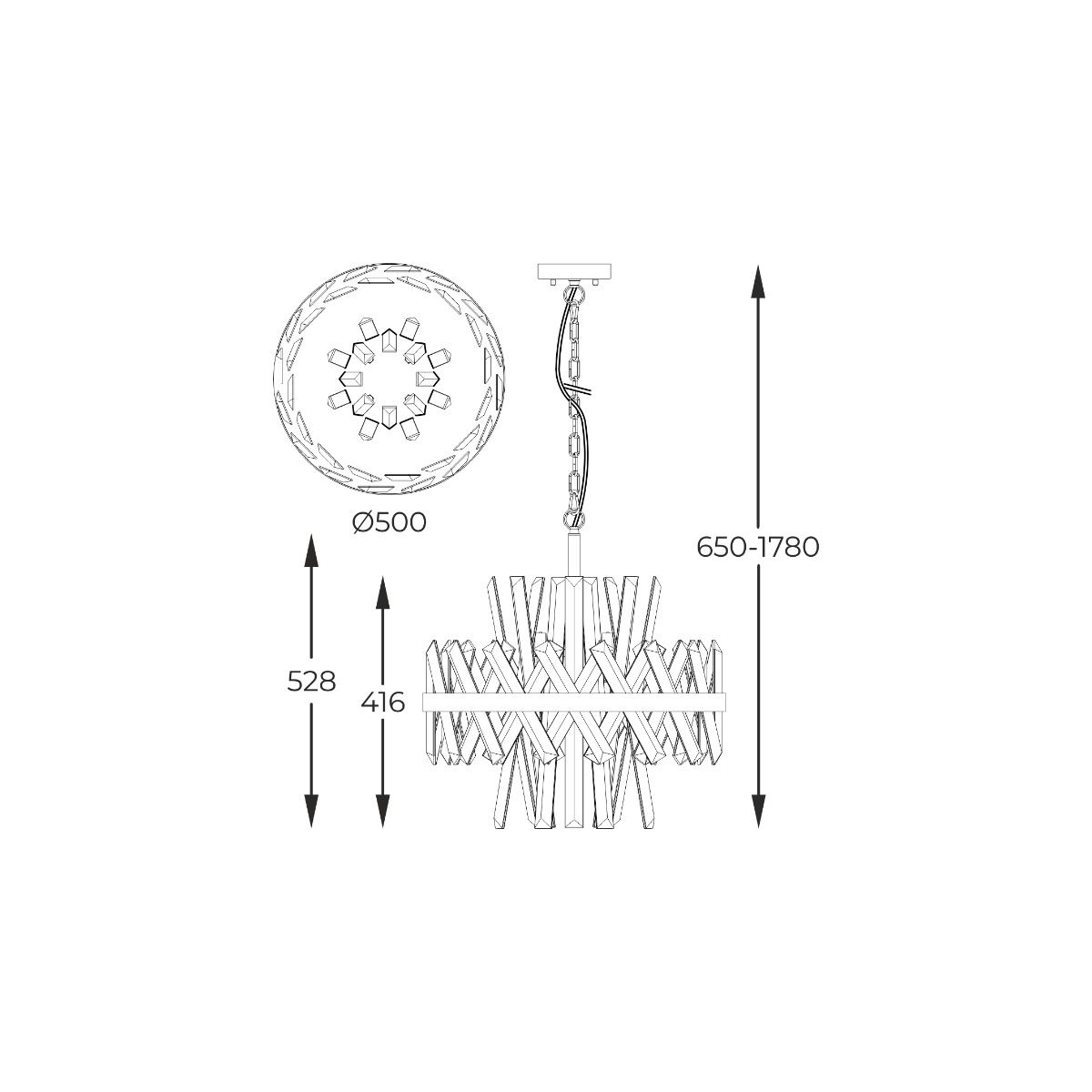 Piekaramā lampa Istanbul P0567-08C-7GAC 178/50/50 cm zelts