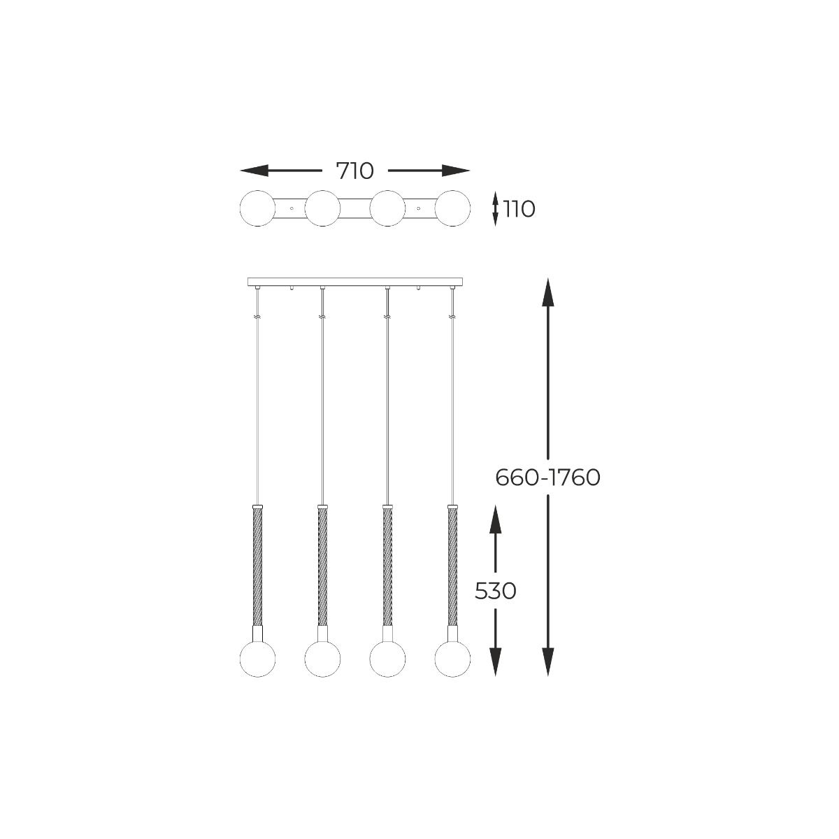 Piekaram lampa Midls 66/71/11 cm zelts