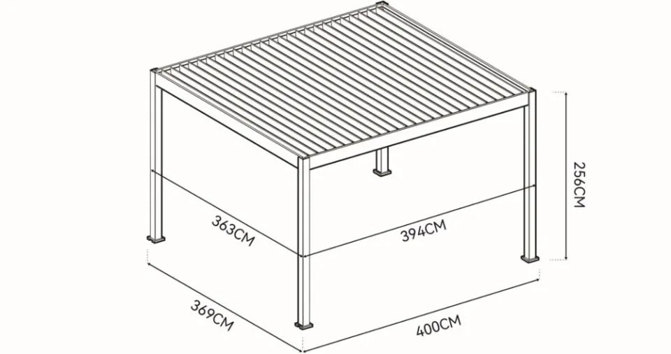 Elektriskā terases pergola Dele AUTOMATIC 3,6x4 ar LED apgaismojumu - N1 Home