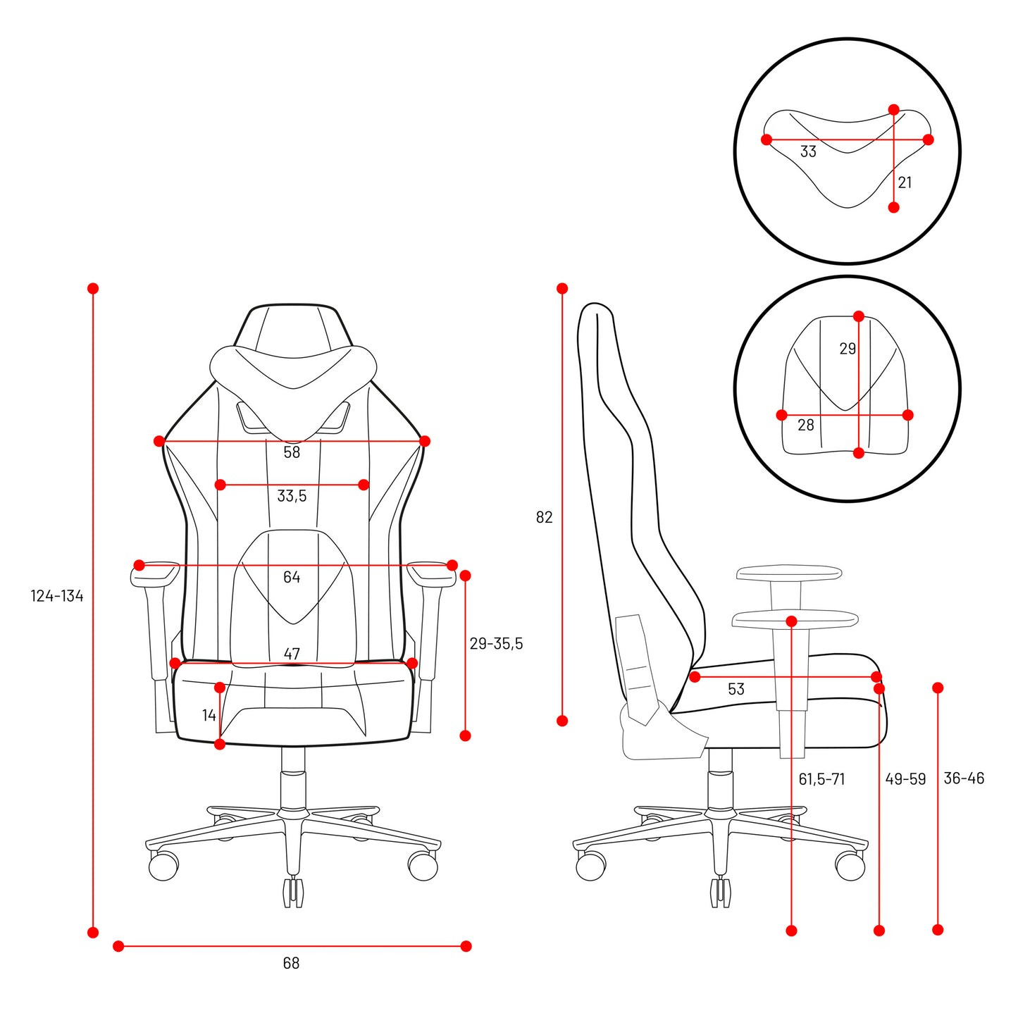 Krēsls X - P 124-134/68/47; 134-145/68/55 cm melns - N1 Home