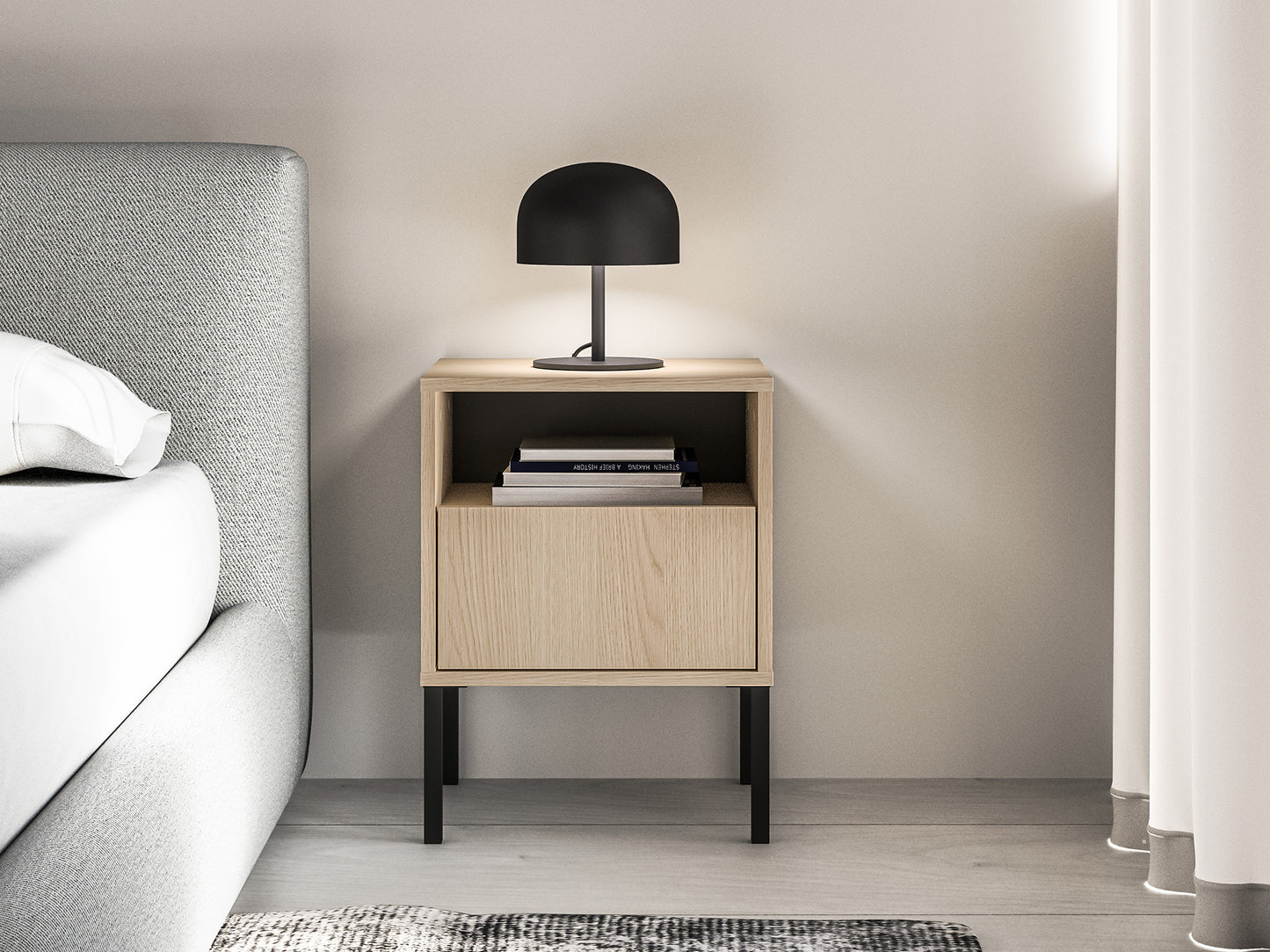 Naktsskapis Baree 40/53/34 cm Lindberg ozols - N1 Home