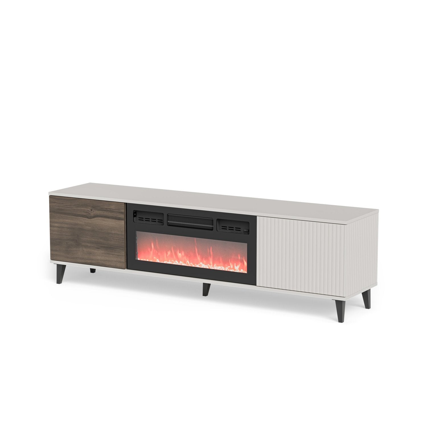 TV galdiņš ar kamīnu Berlin 180/40/52 cm kašmirs/valrieksts - N1 Home