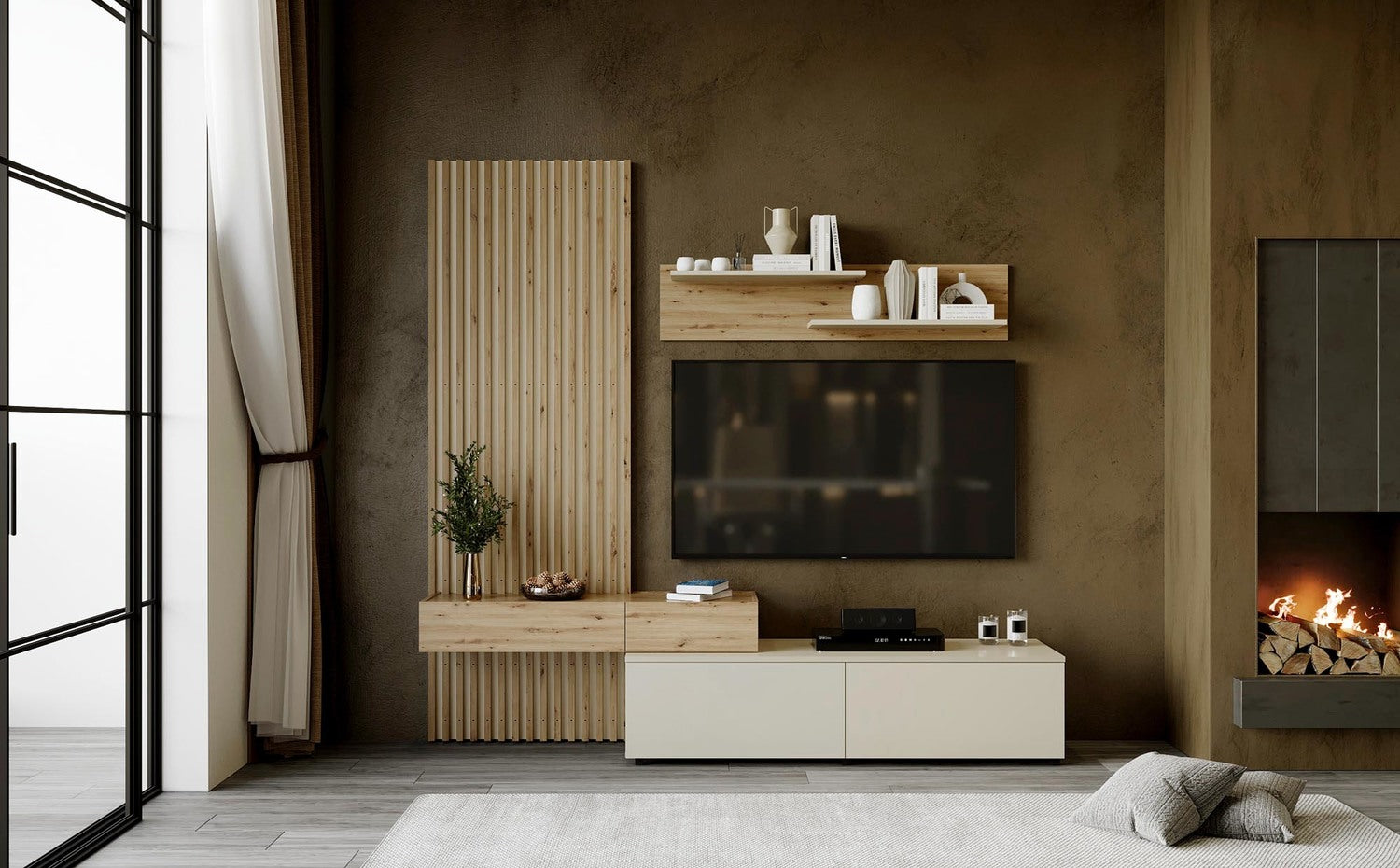 Mēbeļu komplekts Karmina 210 cm Artizan ozols/kašmirs - N1 Home