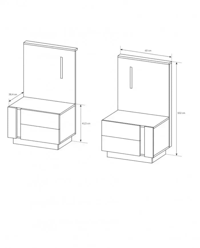 Naktsskapītis Arci (2) 60/102/46 cm balts/ozols - N1 Home