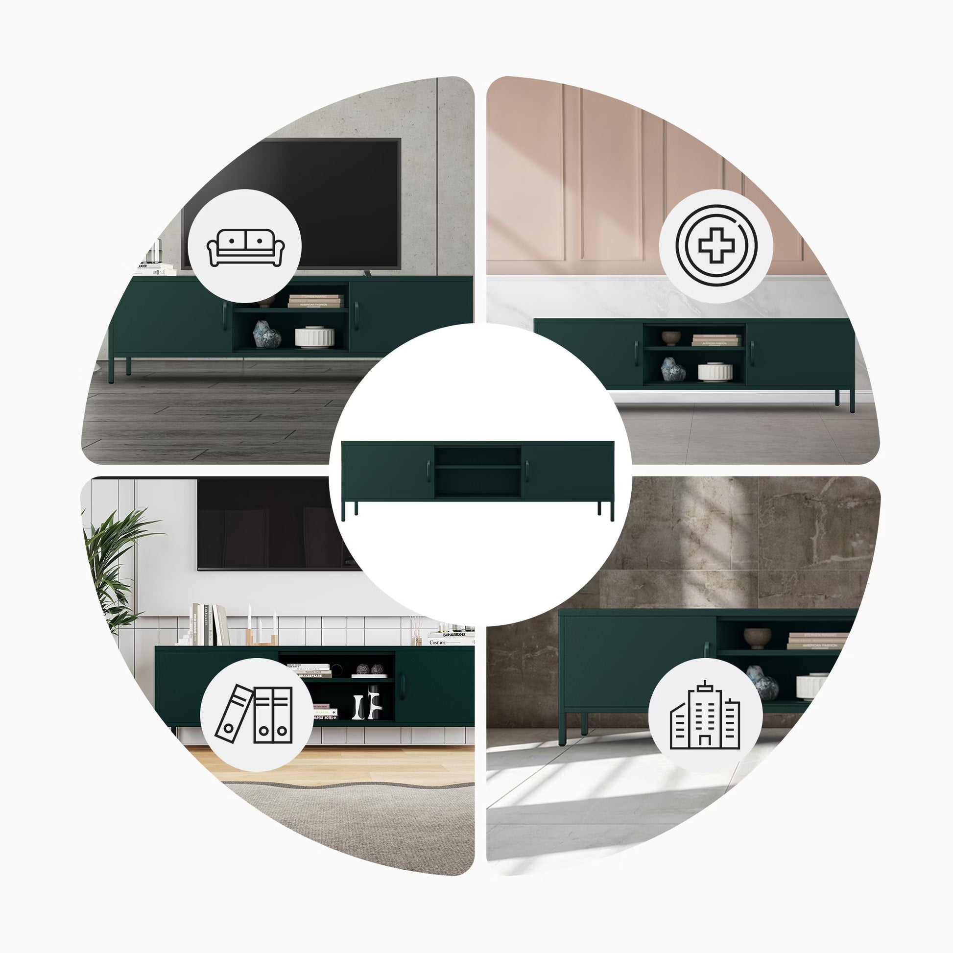 TV skapis/kumode Rosars 170/40/50 cm zaļš - N1 Home