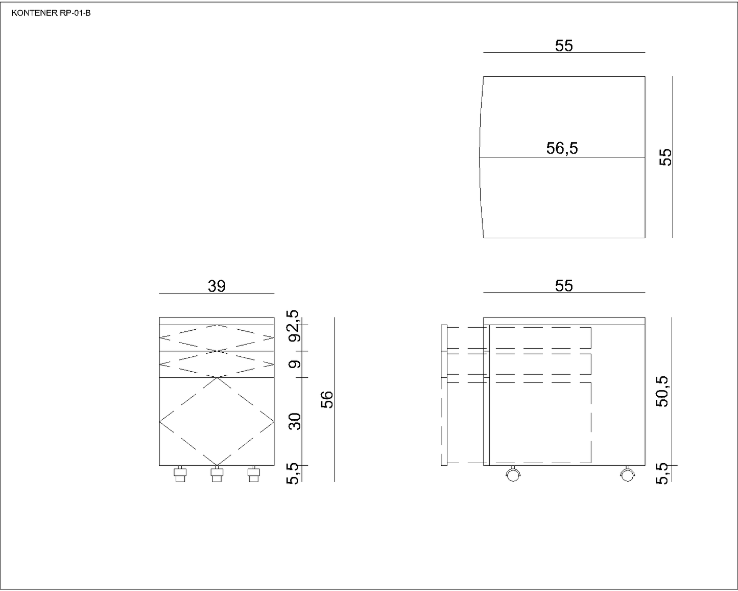 Biroja kumode Nurb S 56/39/56/ cm melns - N1 Home