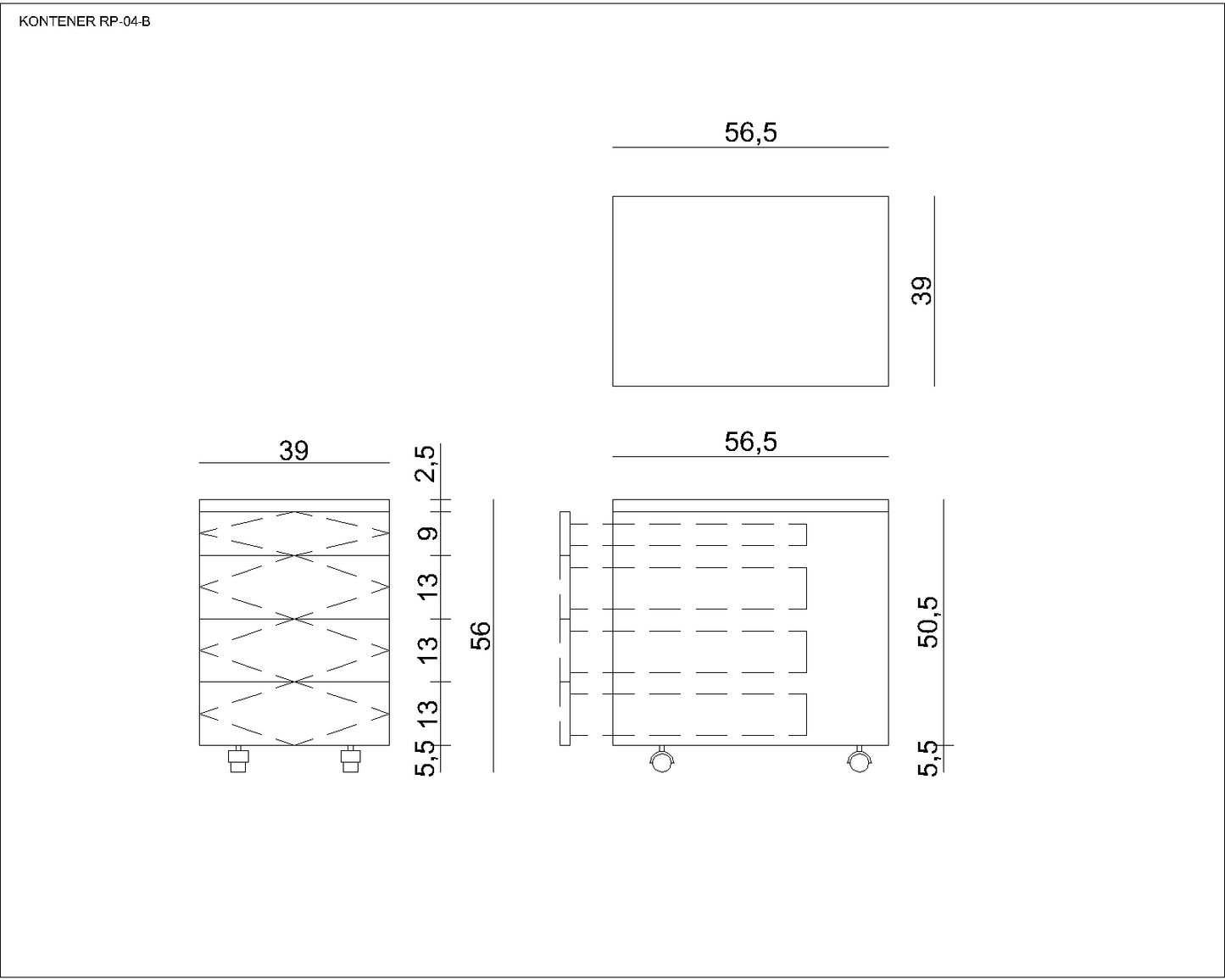 Biroja kumode Nurb 4 56/39/56/ cm balts - N1 Home