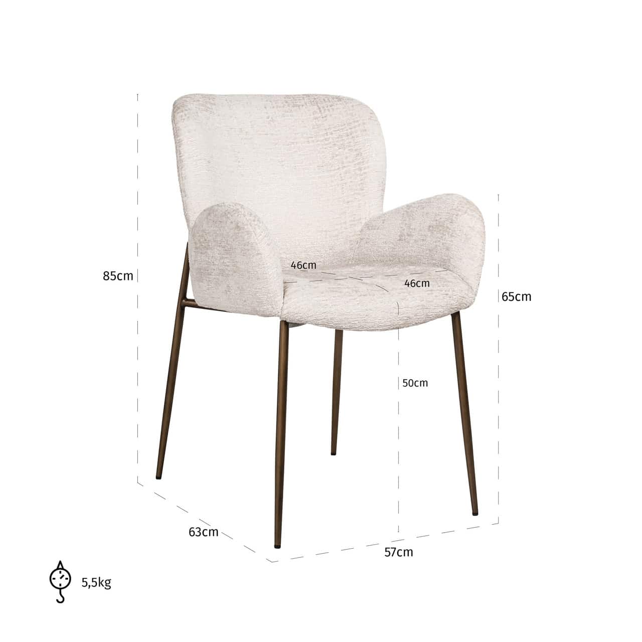 Krēsls Amber Richmond Interiors 57/85/63 cm cream fusion fire retardant