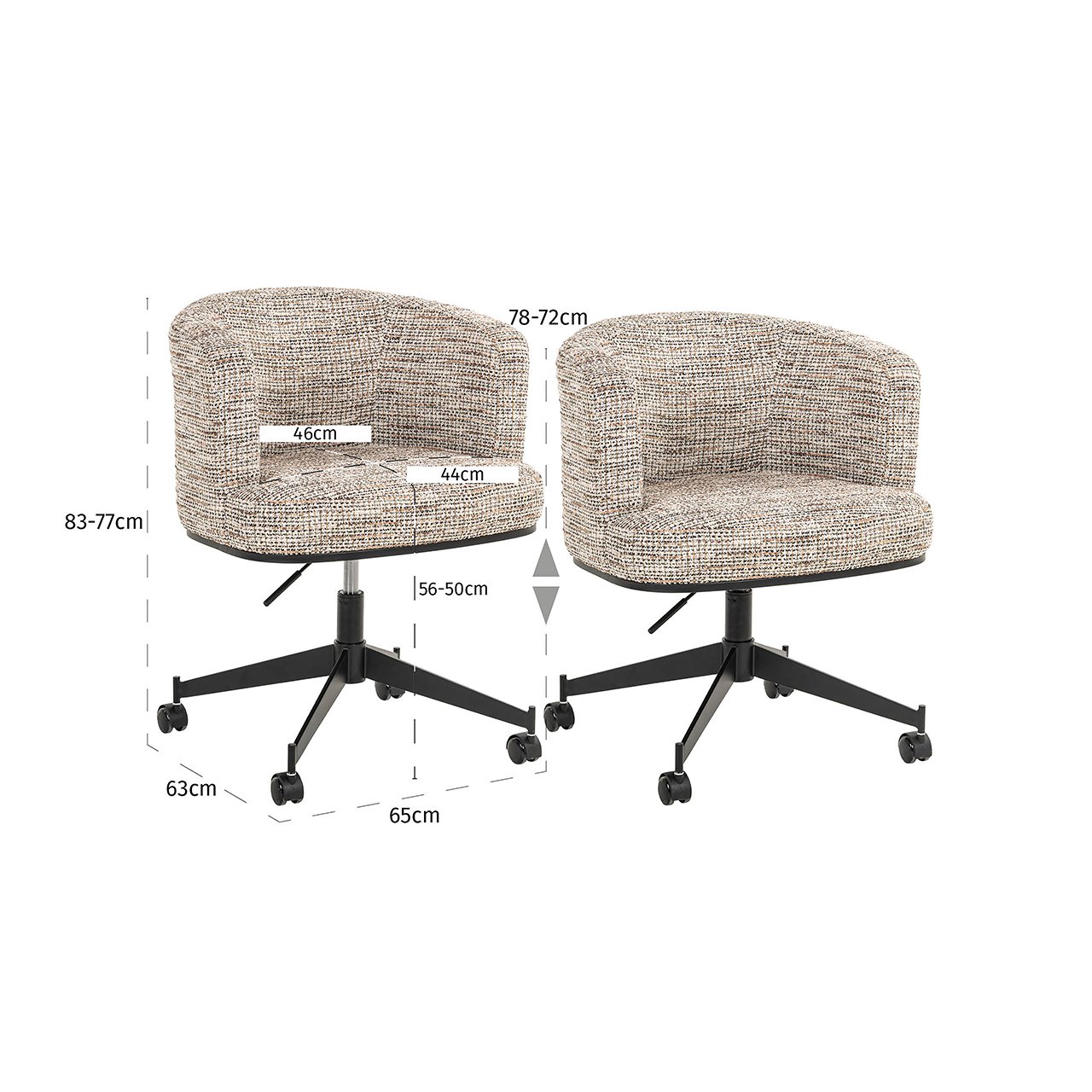 Grozāmais krēsls ar riteņiem Rochenne Richmond Interiors 77/65/63 cm Be Trendy 01 Nature - N1 Home