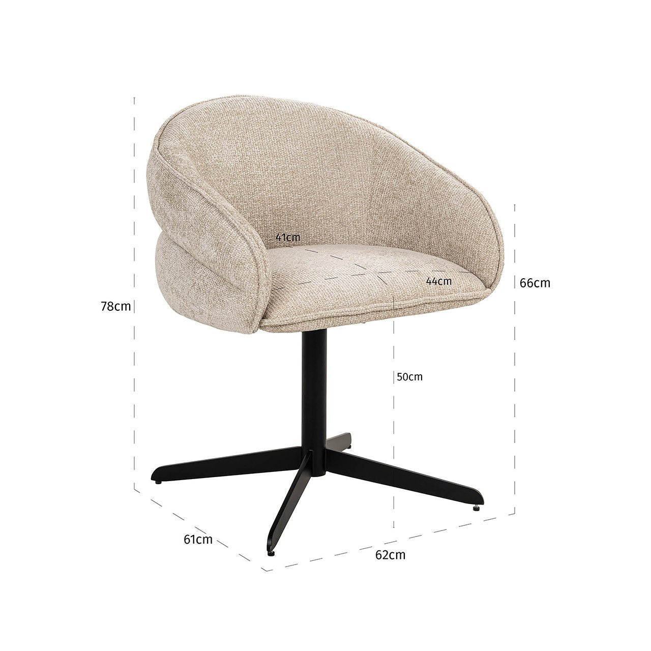 Grozāmais krēsls Angelina Richmond Interiors 78/62/61 cm Unicorn 11 cream - N1 Home