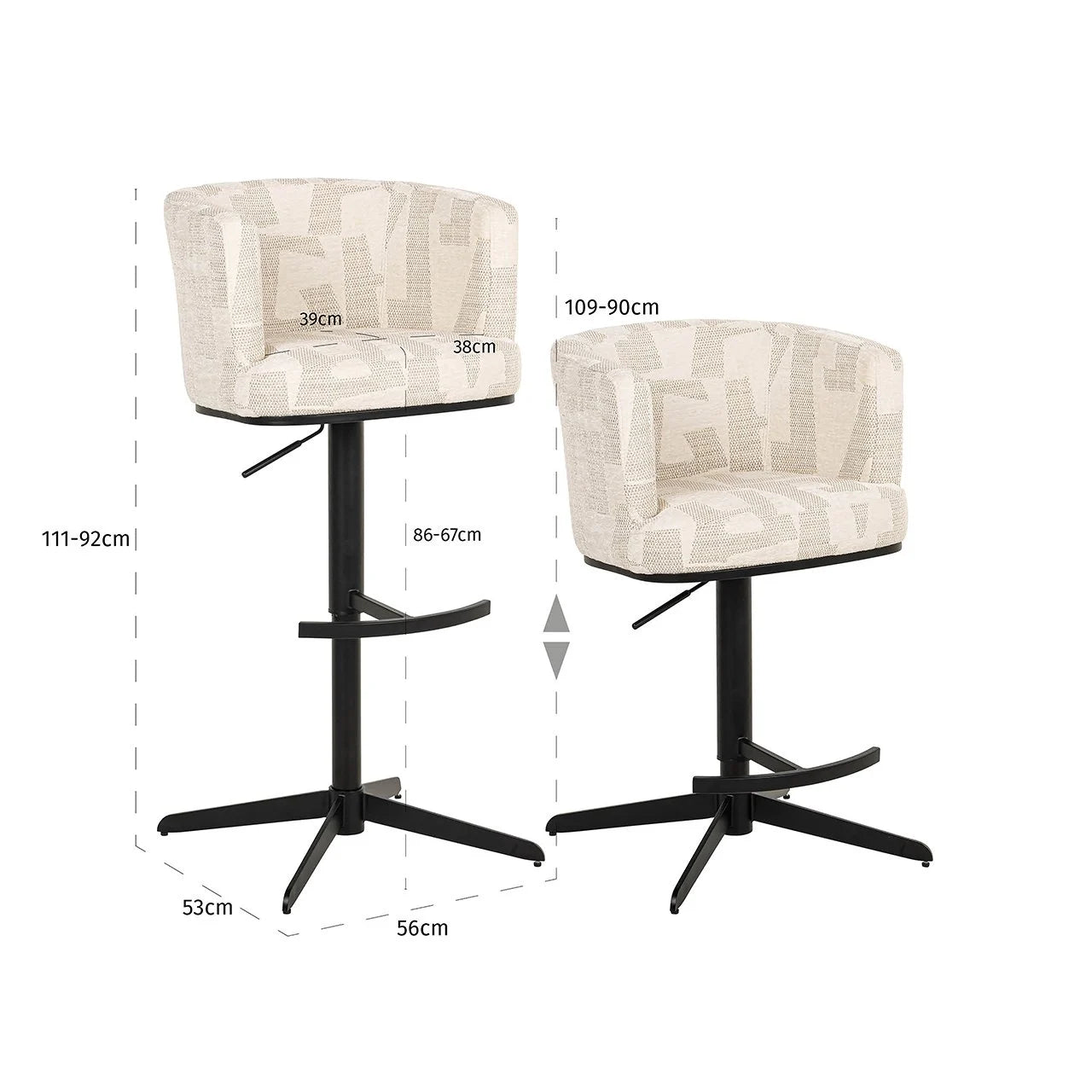 Bāra krēsls Cheyenne Richmond Interiors 92/56/53 cm bēšš - N1 Home