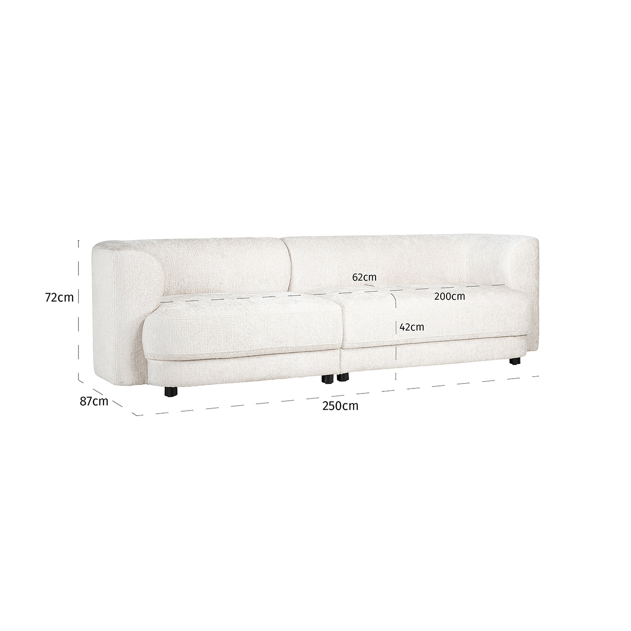 Dīvāns Davina Richmond Interiors 72/250/87 cm Fusion cream 02 - N1 Home