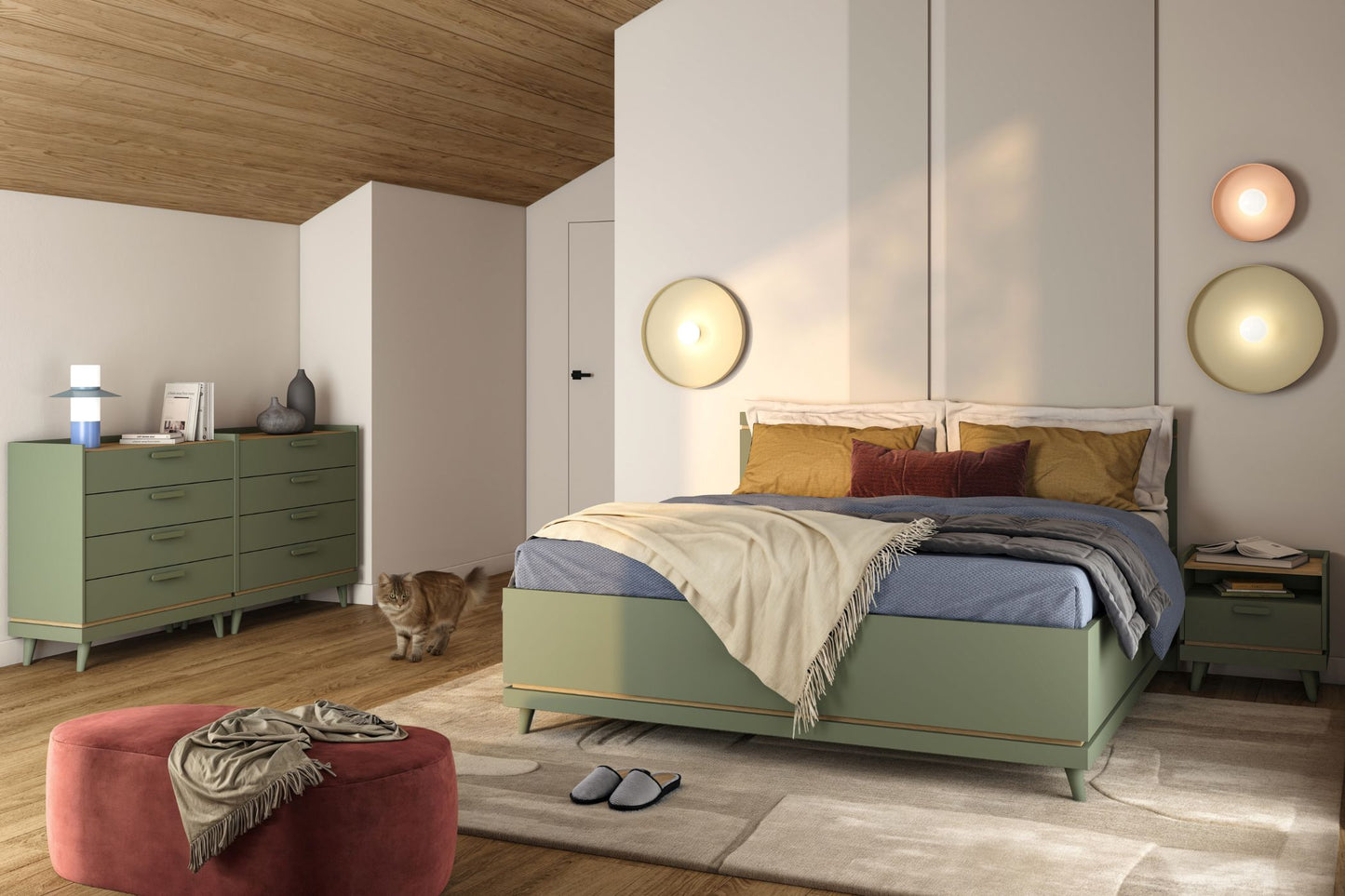 Skapis Skanija  144;190/215/57 cm zaļs - N1 Home