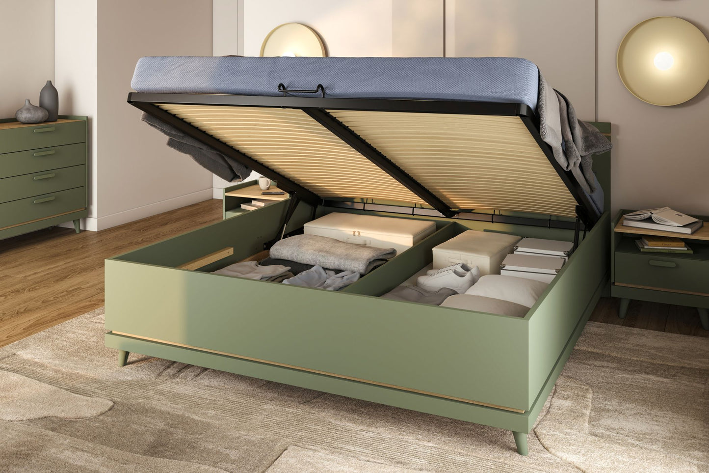 Naktsskapītis Skanija 50/51/40 cm zaļs - N1 Home