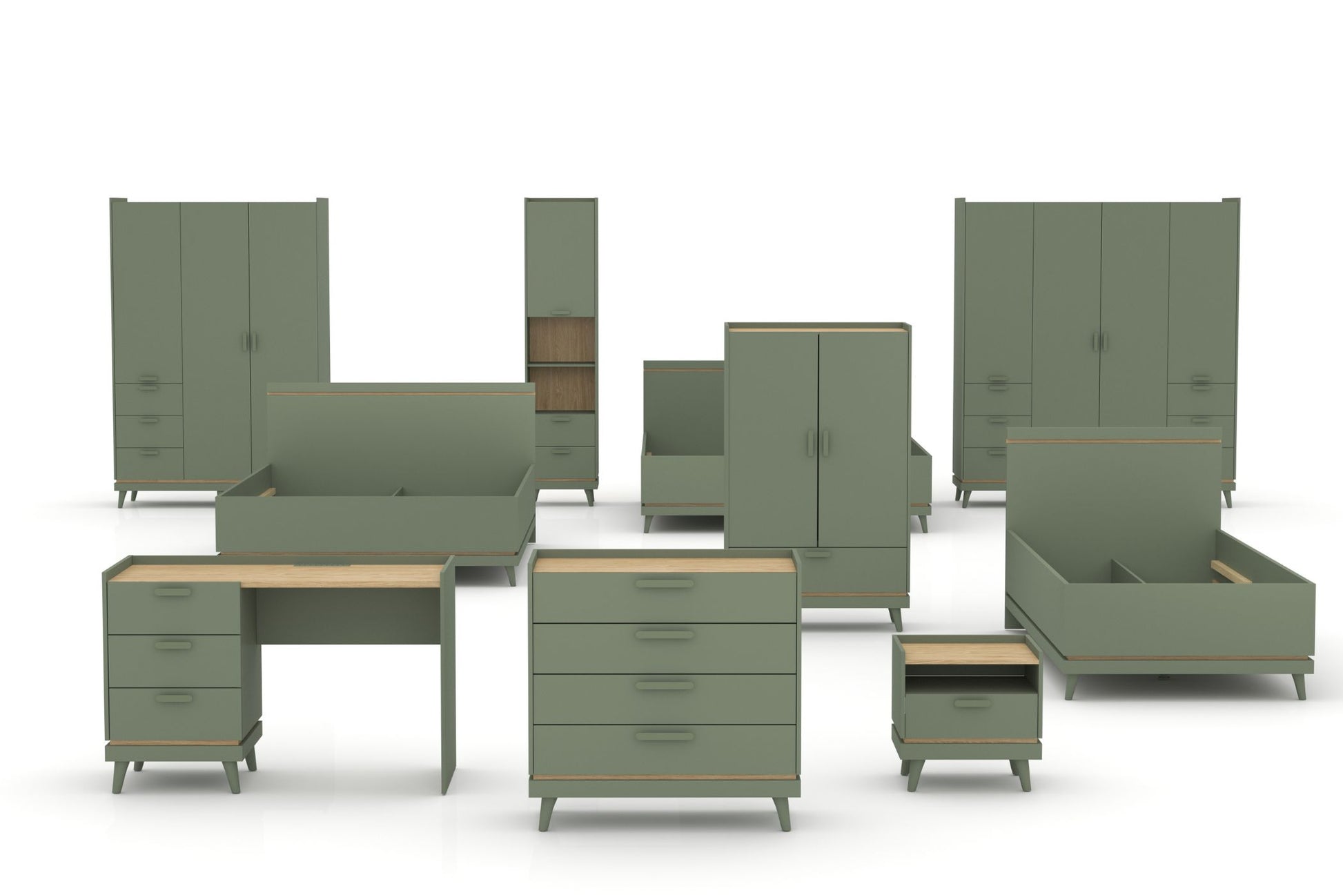 Skapis Skanija  144;190/215/57 cm zaļs - N1 Home