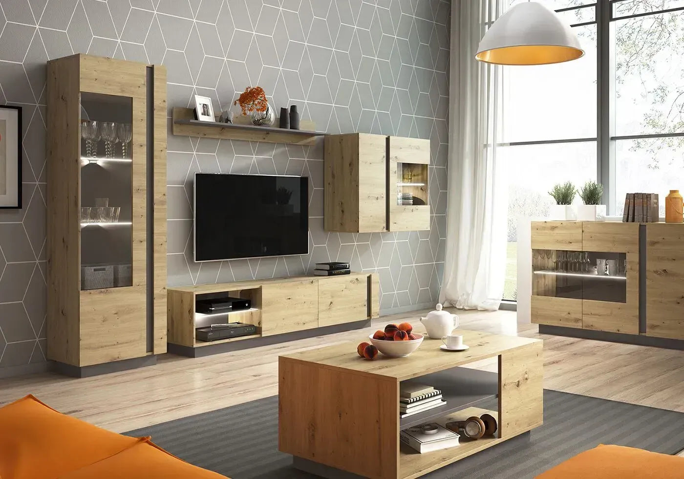 TV skapis Arci 138,1/45,5/40 cm antracits/ozols - N1 Home