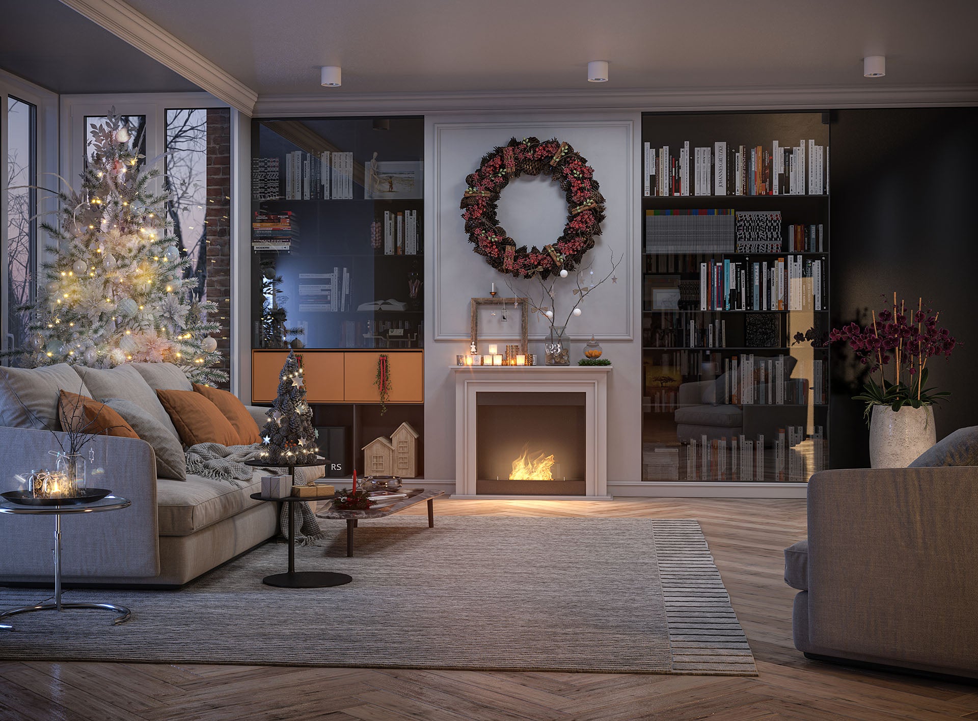 Biokamīns Ports 1 112/90/26 cm balts - N1 Home