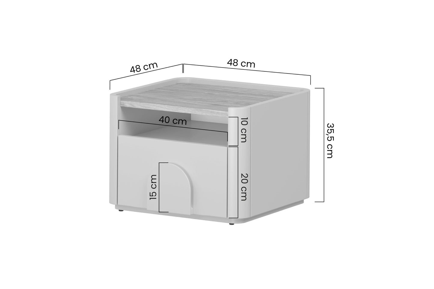 Naktsgaldiņš Amil 48/35.5/48 cm Kašmirs / Eļļots ozols / Gaišs ozols - N1 Home