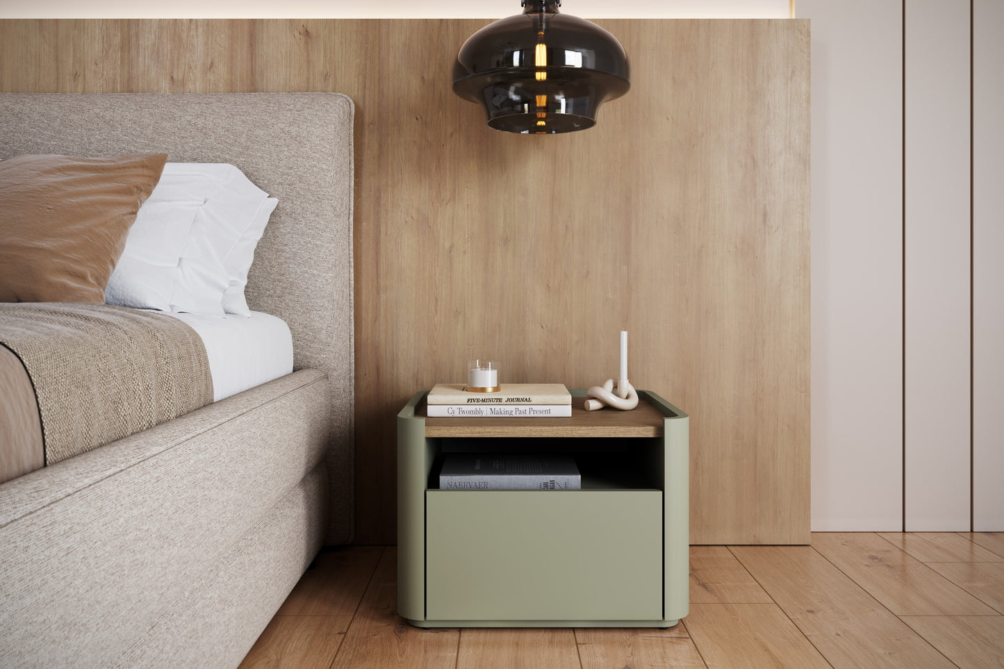 Naktsskapītis Elva 48/35.5/48 cm Eikalipts / Baltijas kāpu ozols - N1 Home