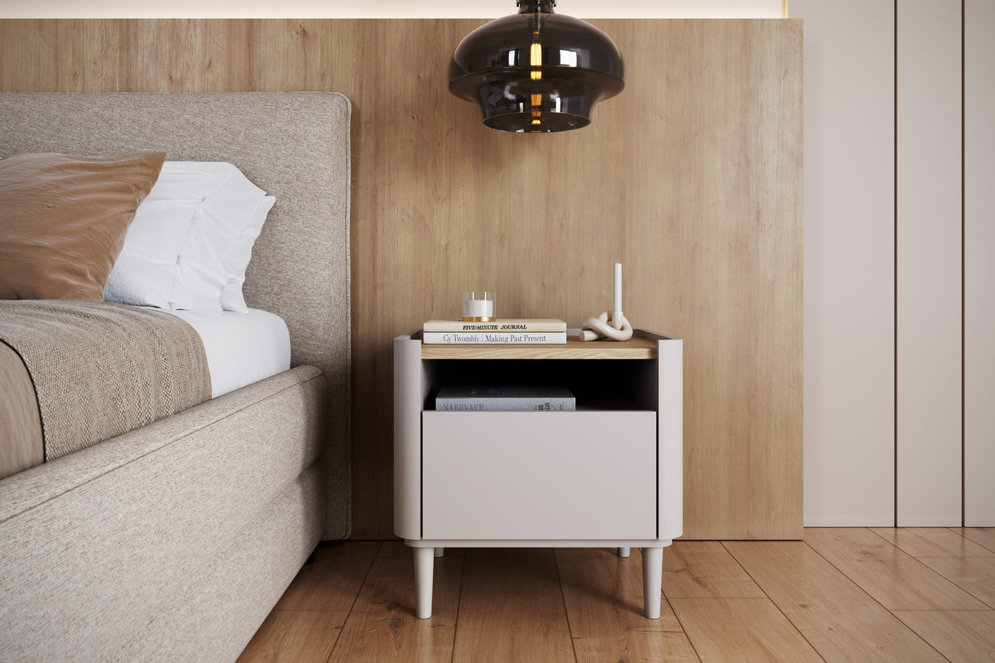 Naktsskapītis Elva 48/48/48 cm Kašmirs / Eļļots ozols - N1 Home