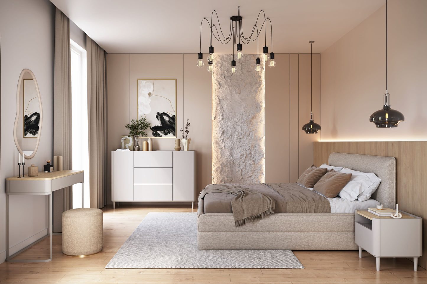 Naktsskapītis Elva 48/48/48 cm Kašmirs / Eļļots ozols - N1 Home