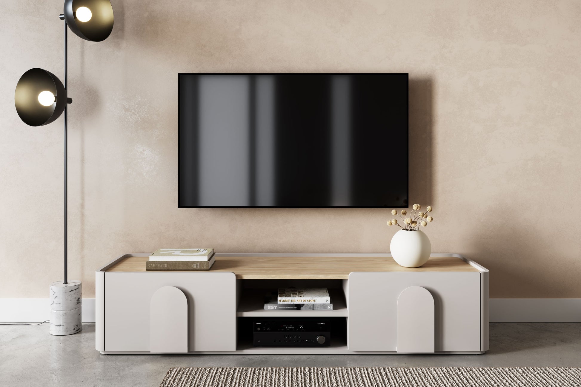 TV skapis Amil 170/35.5/48 cm Kašmirs/Eļļots ozols - N1 Home