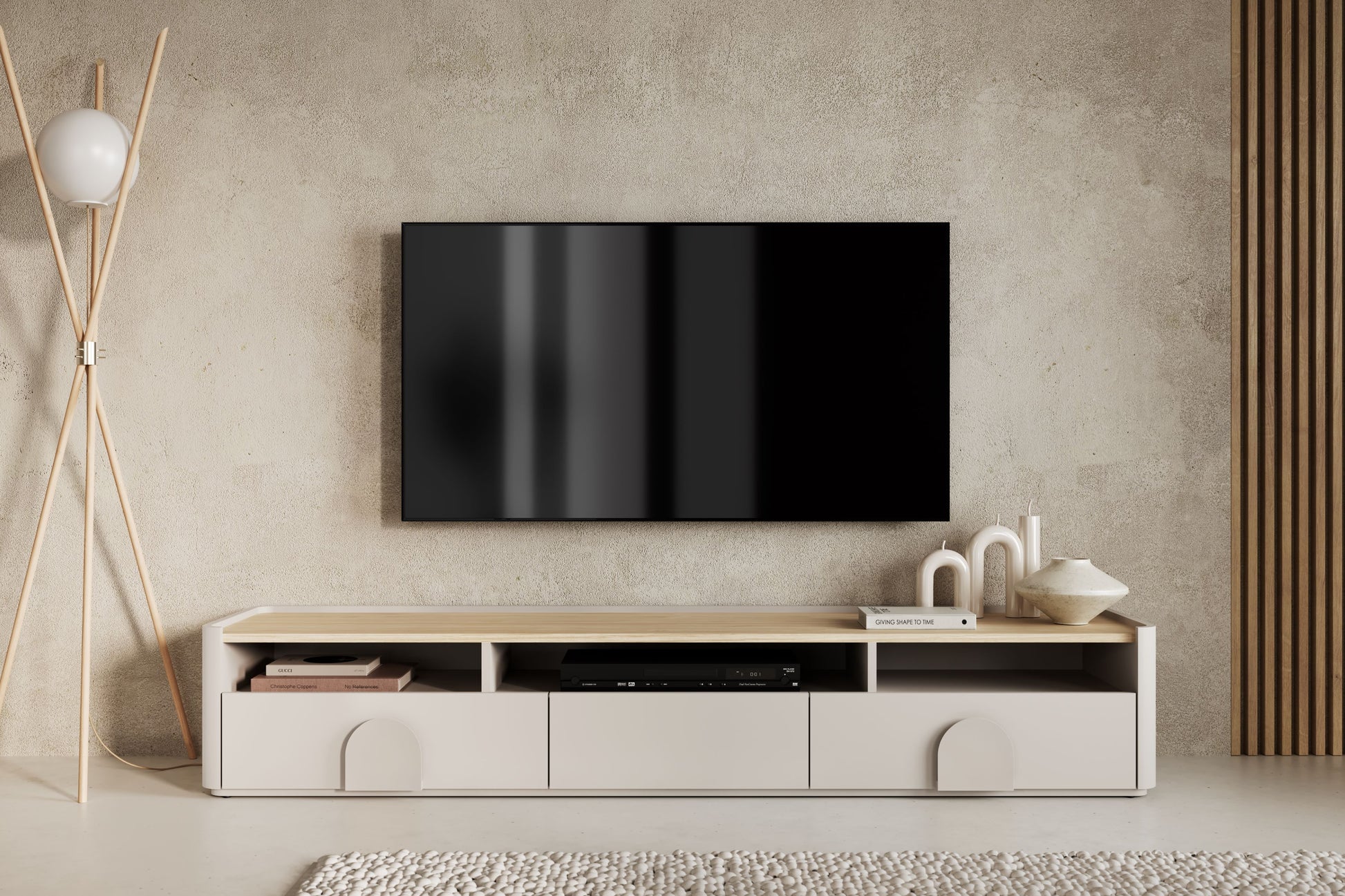 TV skapis Amil 200/35.5/48 cm Kašmirs / Eļļots ozols - N1 Home