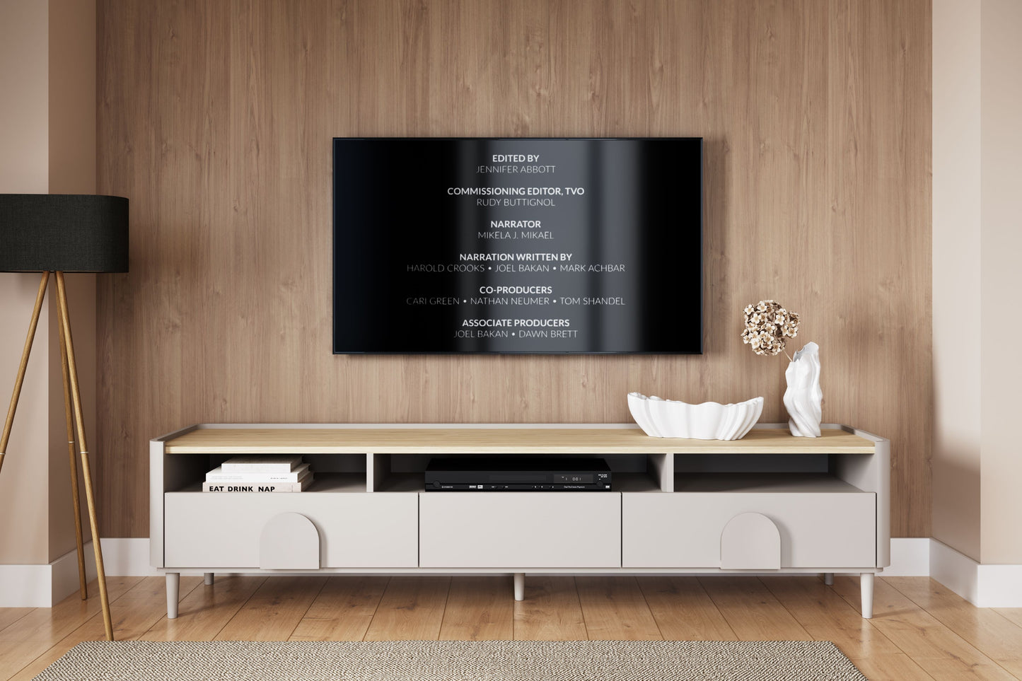 TV skapis Amil 220/48/48 cm Kašmirs / Eļļots ozols - N1 Home